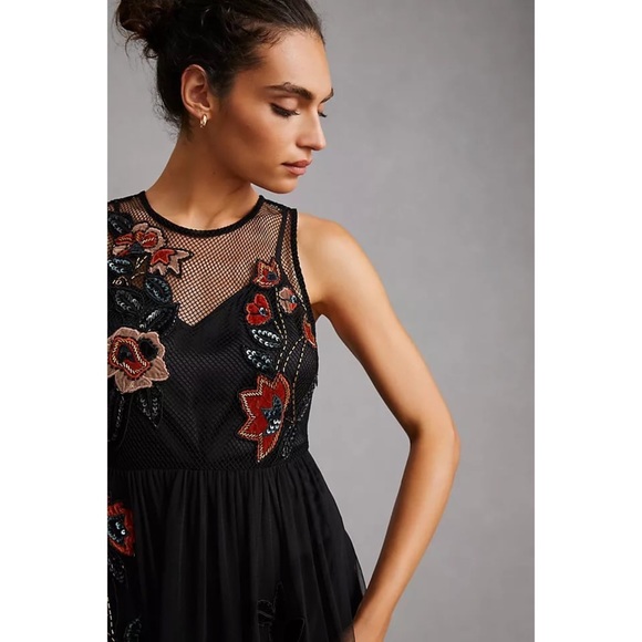 Anthropologie Not So Serious by Pallavi Mohan Midnight Garden Maxi Dress - Picture 3 of 9